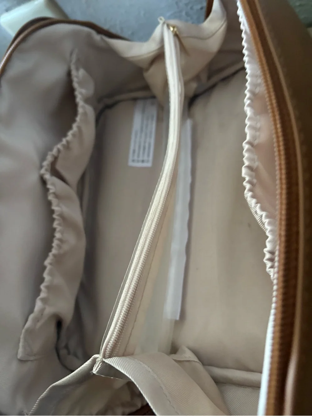 Tan Leather Cosmetic Travel Case